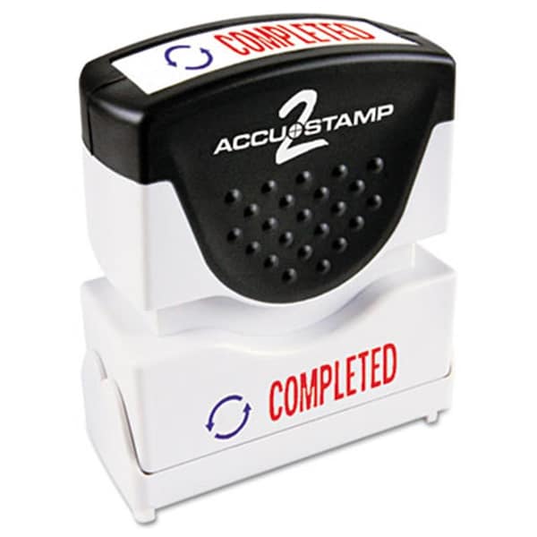 Consolidated Stamp Consolidated Stamp 035538 Accustamp2 Shutter Stamp with Anti Bacteria; Red-Blue; COMPLETED; 1.63 x .5 35538 - main